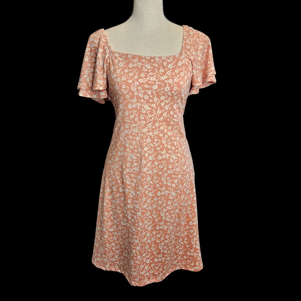 Milkmaid Babydoll Cottagecore Pink Floral Midi Dress‎ Medium